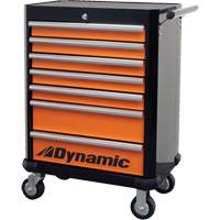 Roller Cabinet, 7 Drawers, 28" W x 18" D x 40" H, Black/Orange TER176 | Ottawa Fastener Supply