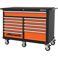 Roller Cabinet, 12 Drawers, 53" W x 24" D x 41" H, Black/Orange TER180 | Ottawa Fastener Supply