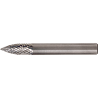 Solid Carbide Burrs - Tree Shape Pointed End, SG-1, 1/4" Dia., 1/4" Shank, 5/8" Depth of Cut Ottawa Fastener Supply