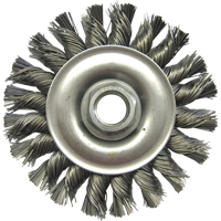 Brosses m&eacute;talliques &agrave; touret, Dia. 4", Fils 0,02", Arbre 5/8"-11, Acier Ottawa Fastener Supply