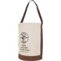 Bucket with Leather Bottom, 17" H, Canvas, Beige Ottawa Fastener Supply