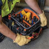 Tradesman Pro Tool Tote, Ballistic Nylon, 40 Pockets, Black/Orange Ottawa Fastener Supply