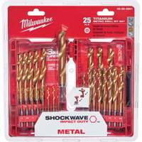 Jeu de forets m&eacute;triques Shockwave Red Helix, 25 morceaux, Titane Ottawa Fastener Supply