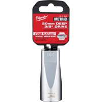 Douille m&eacute;trique avec c&ocirc;t&eacute;s Four Flats, 20 mm, Prise 3/8", 6 pans, Profond Ottawa Fastener Supply