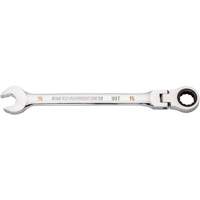 90-Tooth Flex Head Ratcheting Combination Wrench, 12 Point, 15 mm, Chrome Finish Ottawa Fastener Supply