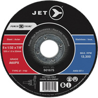 A60PX Power-Xtreme Cut-Off Wheel, 6" x 3/64", 7/8" Arbor, Type 27, 10200 RPM Ottawa Fastener Supply