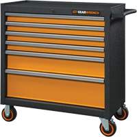 GSX Series Rolling Tool Cabinet, 6 Drawers, 36" W x 18-1/5" D x 37-2/5" H, Black/Orange Ottawa Fastener Supply