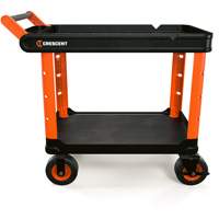 RAILWORKS 2-Shelf Industrial Utility Cart with 8" Casters, 47" L x 24-1/2" W x 37-4/5" H, Black/Orange Ottawa Fastener Supply