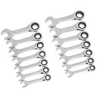 72-Tooth 12 Point Stubby Wrench Set, Ratcheting Combination, 14 Pieces, Imperial and Metric Ottawa Fastener Supply