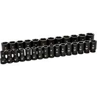 6 Point Metric Socket Set, 28 Pcs, Impact, 3/4" Drive Size, Deep Ottawa Fastener Supply