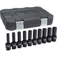 6-Point Universal Metric Socket Set, 10 Pcs, Impact, 1/2" Drive Size, Deep Ottawa Fastener Supply