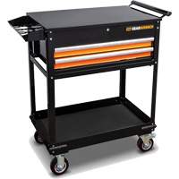 Utility Cart, 2 Drawers, 32-1/2" W x 42" H, Black/Orange Ottawa Fastener Supply
