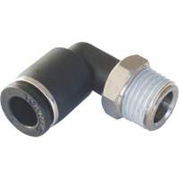 MAXFIT Push-to-Connect to Male NPT Elbow Adapter, 3/8" x 1/2" Dia., PBT Polymer Ottawa Fastener Supply