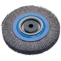 Crimped Wire Bench Wheel Brush, 6" Dia., 0.0118" Fill, 1/2" - 1-1/4" Arbor Ottawa Fastener Supply