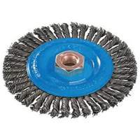 Stringer Bead Knotted Wire Brush, 4" Dia., 0.02" Fill, 5/8"-11 Arbor, Aluminum/Stainless Steel Ottawa Fastener Supply
