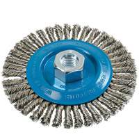 Brosse &agrave; fils &eacute;troits nou&eacute;s et torsad&eacute;s, Dia. 5", Fils 0,02", Arbre 5/8"-11, Aluminium/Acier inoxydable Ottawa Fastener Supply