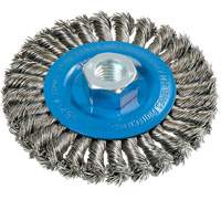 Brosse rotative &agrave; fils nou&eacute;s large, Dia. 4-1/2", Fils 0,02", Arbre 5/8"-11, Aluminium/Acier inoxydable Ottawa Fastener Supply