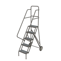 Steel Rolling Ladder, 5 Steps, 16" Step Width, 50" Platform Height, Steel Ottawa Fastener Supply