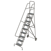Steel Rolling Ladder, 9 Steps, 16" Step Width, 90" Platform Height, Steel Ottawa Fastener Supply