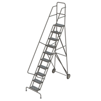 Steel Rolling Ladder, 10 Steps, 16" Step Width, 100" Platform Height, Steel Ottawa Fastener Supply