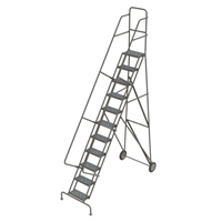 Steel Rolling Ladder, 11 Steps, 16" Step Width, 110" Platform Height, Steel Ottawa Fastener Supply