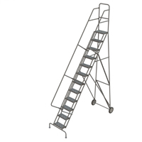 Steel Rolling Ladder, 12 Steps, 16" Step Width, 120" Platform Height, Steel Ottawa Fastener Supply