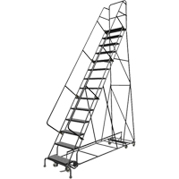 All Directional Rolling Ladder, 14 Steps, 24" Step Width, 140" Platform Height, Steel VC547 | Ottawa Fastener Supply
