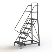 Heavy Duty Rolling Ladder, 6 Steps, 24" Step Width, 60" Platform Height, Steel Ottawa Fastener Supply