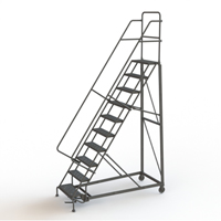 Heavy Duty Rolling Ladder, 10 Steps, 24" Step Width, 100" Platform Height, Steel Ottawa Fastener Supply