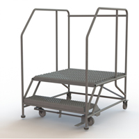Mobile Work Platform, Steel, 2 Steps, 20" H, 36" D, 36" Step, Serrated Ottawa Fastener Supply