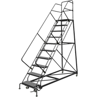 Safety Slope Rolling Ladder, 10 Steps, Perforated, 50° Incline, 100" High Ottawa Fastener Supply