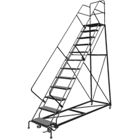 Safety Slope Rolling Ladder, 12 Steps, Perforated, 50° Incline, 120" High Ottawa Fastener Supply