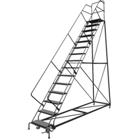 Safety Slope Rolling Ladder, 15 Steps, Perforated, 50° Incline, 150" High Ottawa Fastener Supply