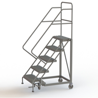 Safety Slope Rolling Ladder, 5 Steps, Serrated, 50° Incline, 50" High Ottawa Fastener Supply