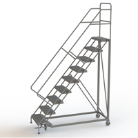 Safety Slope Rolling Ladder, 9 Steps, Serrated, 50° Incline, 90" High Ottawa Fastener Supply