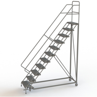 Safety Slope Rolling Ladder, 11 Steps, Serrated, 50° Incline, 110" High Ottawa Fastener Supply