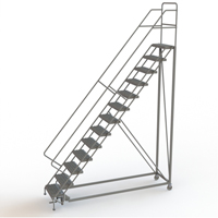 Safety Slope Rolling Ladder, 13 Steps, Serrated, 50° Incline, 130" High Ottawa Fastener Supply