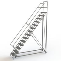 Safety Slope Rolling Ladder, 14 Steps, Serrated, 50° Incline, 140" High Ottawa Fastener Supply