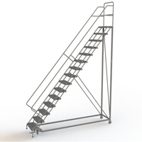 Safety Slope Rolling Ladder, 15 Steps, Serrated, 50° Incline, 150" High Ottawa Fastener Supply