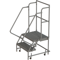 Deep Top Step Rolling Ladder, 2 Steps, 16" Step Width, 20" Platform Height, Steel Ottawa Fastener Supply