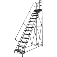 Deep Top Step Rolling Ladder, 13 Steps, 24" Step Width, 130" Platform Height, Steel VC777 | Ottawa Fastener Supply