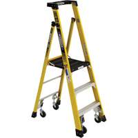 Heavy-Duty Rolling Podium Ladder, 3 Steps, 26-2/5" Step Width, 36" Platform Height, Fibreglass VD475 | Ottawa Fastener Supply
