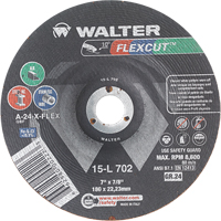 Meules &agrave; moyeu d&eacute;port&eacute; Flexcut, 7", 24 Grain, Oxyde d'aluminium, 7/8", 8600 Tr/min, Type 29 Ottawa Fastener Supply