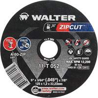 Zipcut Cut-Off Wheel, 5" x 3/64", 7/8" Arbor, Type 1, Aluminum Oxide, 12200 RPM Ottawa Fastener Supply