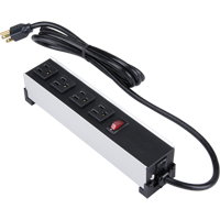 Indoor Brushed Aluminum Power Bar, 4 Outlet(s), 6' Ottawa Fastener Supply