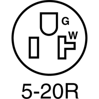 2-Pole 3-Wire Grounding Straight Blade Connector, 5-20P, Nylon Ottawa Fastener Supply