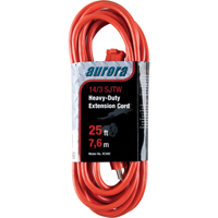 Vinyl Extension Cord, Outdoor, SJTW, 14/3 AWG, 15 A, 25' Ottawa Fastener Supply