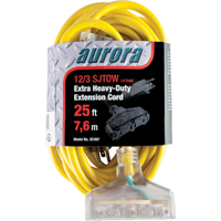 Outdoor Vinyl Extension Cord with Light Indicator, SJTOW, 12/3 AWG, 15 A, 3 Outlet(s), 25' XC497 | Ottawa Fastener Supply