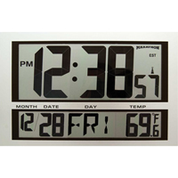 Jumbo Clock, Digital, Battery Operated, 16.5" W x 1.7" D x 11" H, Silver Ottawa Fastener Supply