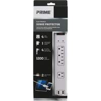 USB Charging Surge Protectors, 4 Outlets, 1200 J, 1875 W, 4' Cord Ottawa Fastener Supply